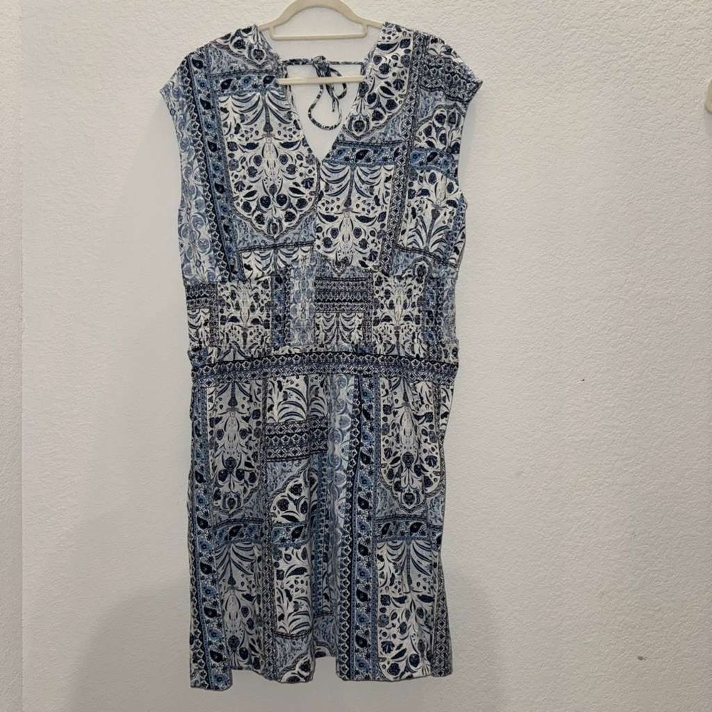 Old Navy Women's 2XL Tall Midi Dress Floral Sleeveless Sundress Smocked Tie Back